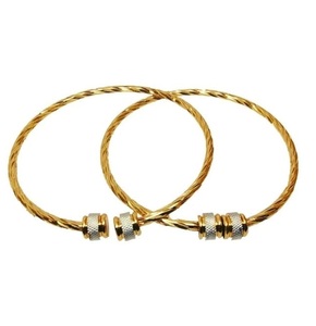 24 KT Brass 1 Gram Gold Adjustable Bangle Bracelets <b>Kada</b> Classic Floral Design for Kids Unisex for Weddings Handmade in India - Product Image 5