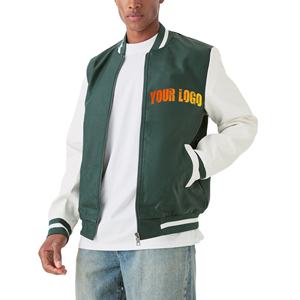 Veste universitaire de haute qualité OEM Designer Outdoor Hommes de luxe Letterman Logo personnalisé Blouson universitaire bombardier à manches en cuir - Product Image 1