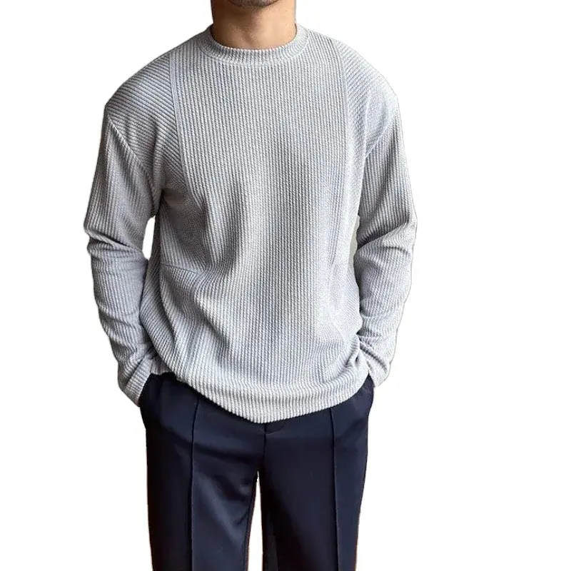 Hauts surdimensionnés pour hommes unicolore hommes t-shirts Baggy plaine grande taille à manches longues pull esthétique vêtements de haute qualité