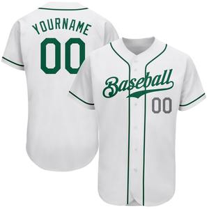 Maillot de baseball authentique personnalisé blanc, vert Kelly et gris clair, le plus vendu pour les équipes - Product Image 1