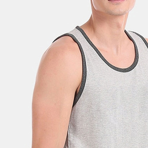Débardeur de sport pour homme sur mesure, respirant, à séchage rapide, confortable, col rond, motif uni, de haute qualité, en polyester/coton - Product Image 5