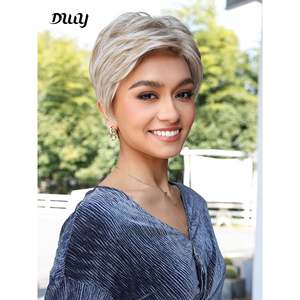 วิกผมสังเคราะห์แบบ Pixie รุ่น Bella-DWY ฟรีพาร์ท  พร้อมเชือกผูกแบบใส สีบลอนด์ฟอกขาว - Product Image 4