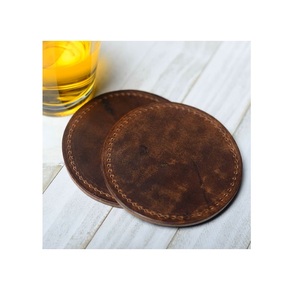 Sous-verre en cuir multicolore pour le prix de gros, sous-verre en cuir de forme ronde et sac en cuir pour article cadeau de mariage - Product Image 2