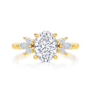 แหวนหมั้นเพชรรูปวงรีและมาร์คีส์ตัดซ่อนรัศมีห้องแลป - Product Image 1