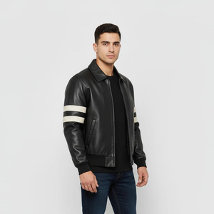 Veste de mode pour homme en toile enduite de cuir de qualité supérieure, col montant, doublure douce au toucher, construction durable et coupe intelligente - Product Image 2