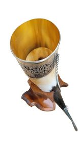 Cuerno Vikingo de Primera Calidad para Amantes del Hidromiel y el Cerveza, Cuerno Vikingo Escandinavo Antiguo con Soporte de Madera por CRAFT ZONE EXPOT - Product Image 6