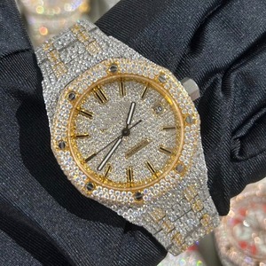 100% vượt qua Kim Cương Tester sang trọng moissanite Đồng hồ đeo tay cho nam giới ngày hiển thị cơ khí ban nhạc Analog timepi đồ trang sức thủy tinh quay số - Product Image 3