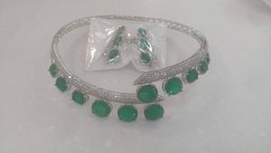 Glamorous High Quality <b>Silver</b> Finish Zircon Doublet <b>Necklace</b> <b>Set</b> With <b>Earrings</b> Wedding <b>And</b> Party Wear Collection For Women - Product Image 4