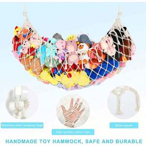 Organizador de Juguetes de Peluche con Forma de Hamaca, Organizador de Juguetes de Malla Grande con Ganchos para Colgar, para Niños - Product Image 5