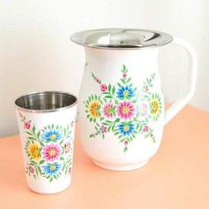 Juego de jarra con vasos para beber agua, juego de utensilios de cocina con jarra moderna impresa a mano, nuevo diseño - Product Image 4