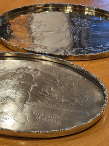 Modern <b>Gold</b> Metal Round <b>Tray</b> with Polished Finish Eco Friendly & Decorative Dishwasher Safe for Home Hotel Restaurant - Product Image 2