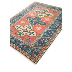 Alfombras de Lana Anudadas a Mano con Diseño Geométrico Nuray, 9x12, Rectangulares Abstractas para Pasillo, Sala de Estar o Dormitorio, Combinación de Colores Rojo y Naranja -Pae-956 - Product Image 2