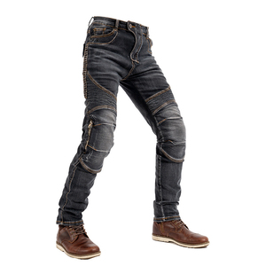 D-Ride Moto CE-aprobado de color oscuro de secado rápido transpirable mezcla de poliéster/algodón protector Biker Jeans extraíble rodilla cadera Armadura - Product Image 3