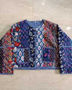 New Arrival <b>Quilted</b> Reversible Lined Indian Handmade Patchwork Boho Cotton Woven 100% Cotton <b>Jacket</b> for Women - Product Image 1