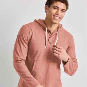 Vente en gros de chemises à capuche henley en coton avec options de couleurs personnalisées, col rond avec boutons, tissu doux, parfait pour l'image de marque - Product Image 1