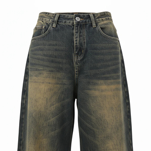 Jean baggy en denim de haute qualité pour homme, coupe large et droite, design unisexe, style hip-hop, brodé, lavable, le meilleur streetwear - Product Image 5