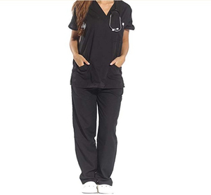 Uniformes d'hôpital pour femmes élégantes ensembles d'uniformes de gommage de couleur bleu marine - Product Image 5