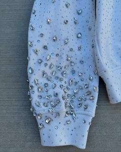 Sweat à capuche oversize vintage pour homme, 100% coton lourd, impression numérique intégrale avec strass, délavage acide, style boxy, fermeture éclair - Product Image 1