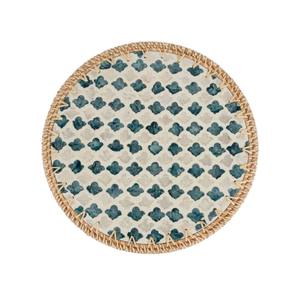 Manteles individuales para servir con incrustaciones de madreperla con borde de ratán, mantel Individual redondo para fregona, accesorios de mesa de comedor personalizables, Vietnam - Product Image 2
