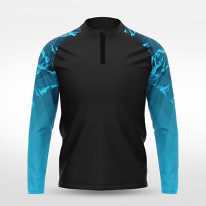 T-shirt de sport à manches longues pour homme, imprimé, léger, avec fermeture éclair sur le devant, respirant, extensible, tissu performant - Product Image 3