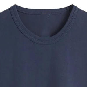 T-shirt décontracté à manches courtes pour homme grande taille, 100 % coton biologique respirant et écologique, bleu, coupe oversize, broderie frontale, vierge - Product Image 2