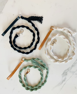 Laisse de chien macramé naturel personnalisé, poignée en cuir, cadeau de chiot, laisses pour chiens corde de collier de chien coloré - Product Image 4