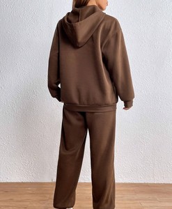 Pull-over à capuche avec logo personnalisé Sweat-shirt à capuche épais pour femmes de grande taille Ensembles de gymnastique Respirant Polaire Jogging Survêtement Imprimer - Product Image 2
