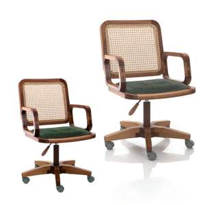 Export Quality Modern Rattan Cane Swivel Office Chair Wooden Frame Soft <b>Cushion</b> Handmade From Indonesia - Product Image 4