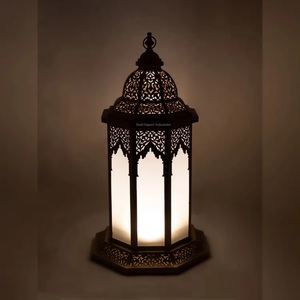 Tall Outdoor and Indoor Decorative Gold Metal & Glass Moroccan <b>Candle</b> <b>Lantern</b> Tabletop and Floor Lighting <b>Lanterns</b> - Product Image 5
