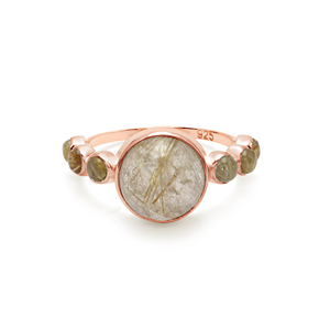 Bague de mariage en argent sterling 925 élégante, cabochon de pierres précieuses doré, sertissage de bijoux fins à la mode pour les fêtes - Product Image 3