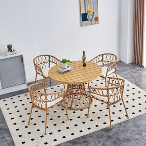 44.13 L X 44.13 W Outdoor Bamboo Rattan <b>Table</b> <b>Square</b> Metal Furniture for Courtyard Hospital Beach Dining Warehouse Hotel Gym Use - Product Image 6