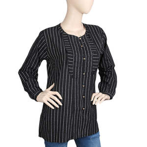 Haut occidental à manches longues pour femmes - Noir - Product Image 4