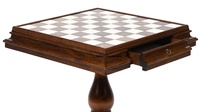 Ensemble de jeu d'échecs en métal en laiton personnalisé de haute qualité/Table d'échecs et de dames en marbre de 23.5 pouces avec tiroir table d'échecs carrés en bois