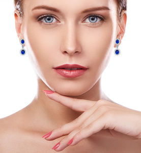 Classic Blue Dangle CZ <b>Earrings</b> - Product Image 3