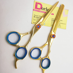 Ciseaux à cheveux plaqués or professionnels ensembles de ciseaux de coiffure en acier inoxydable pour couper et amincir les ciseaux de coiffeur - Product Image 4