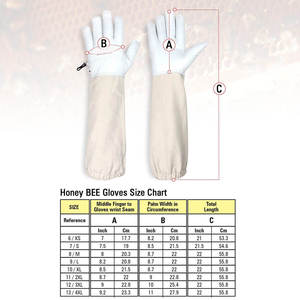 Guantes de apicultor de cuero de cabra con lona, tamaño XL, manga larga, forro de algodón, guante protector de trabajo de piel de oveja y abeja - Product Image 6