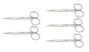 กรรไกรตัดม่านตาแบบแมนนวล 5 ชิ้น ขนาด 4.5 นิ้ว ทำจากสแตนเลสสตีล สำหรับการผ่าตัด/การแพทย์/สัตวแพทย์ ใช้ซ้ำได้ ดีไซน์รักษ์โลก - Product Image 3