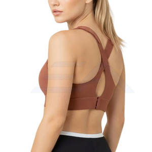 Breathable Eco-Friendly Spandex/Nylon Front Logo High Support Yoga Sports <b>Bra</b> for Women with Adjustable <b>Straps</b> Custom Made - Product Image 3