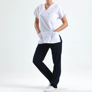 Uniformes médicos, ropa de verano para mujeres, conjunto de uniformes médicos de hospital con cuello en V personalizado, pantalones de cintura elástica, precio barato, venta al por mayor de fábrica - Product Image 5