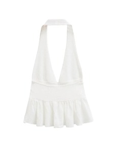 เสื้อกั๊กคล้องคอสีทึบวินเทจของผู้หญิงเสื้อคอวีแขนกุดเปิดหลังเซ็กซี่สำหรับผู้หญิงเสื้อลำลองแบบบางสำหรับวันหยุดฤดูร้อน - Product Image 6