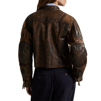 Blouson Moto Femme en Cuir Véritable Luxe Teint et Vieilli Effet Craquelé Marron Vintage, Options de Marquage Personnalisé, Haute Qualité Matelassé