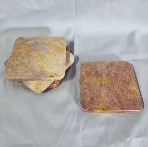 Natural Pink <b>Marble</b> Drink Coaster Set Minimalist Stone Coasters Modern Home Decor Coffee Table Accent - Product Image 4