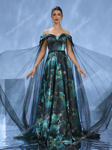 Robe de bal de promo de luxe de Dubaï, en satin haut de gamme, bustier, épaules dénudées, avec appliques, taille naturelle, coupe ample et évasée, style arabe - Product Image 3