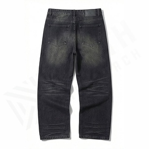 Pantalons en jean pour hommes de qualité supérieure, vintage, sur mesure, coupe ample, jambe droite, ample, couleur personnalisée, bas de qualité supérieure - Product Image 2