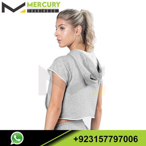 Tenues pour femmes Crop Top Hoodie Shorts Ensemble d'entraînement deux pièces Sweat à capuche et short pour femmes - Product Image 5