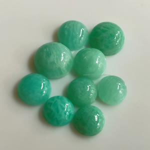 หินอัญมณีแอมะซอไนต์ธรรมชาติ12มม. สำหรับทำเครื่องประดับอัญมณีสีเขียวหลังเรียบแบบหลวม - Product Image 1