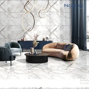 White Marble Designs in Glossy Finish in 600x600mm Porcelain Tiles in Glazed surface for interior Home Decoration Tile by Ncraze
