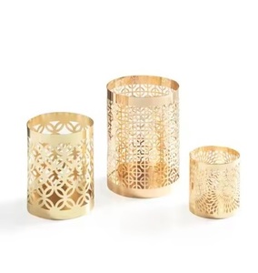 Portavelas y tarro de metal tejido dorado de lujo elegante Navidad decorativa OEM ODM para velas votivas - Product Image 5