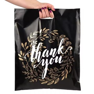High Quality Black HDPE Plastic Carry Bag Die Cut Handle Custom Logo Thank You Shopping for Supermarket Use Minimum Order 100pcs