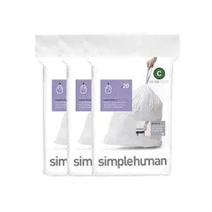 simplehuman Cubo de Basura Delgado de 5L para Baño, de Acero Blanco, con Bolsillo Integrado para Bolsa de Basura - Product Image 1